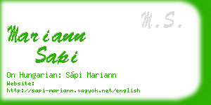 mariann sapi business card
